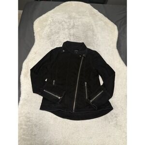 Liverpool Los Angeles Zip Mystic Moto Jacket Womens Sz M Black Stretch Pockets